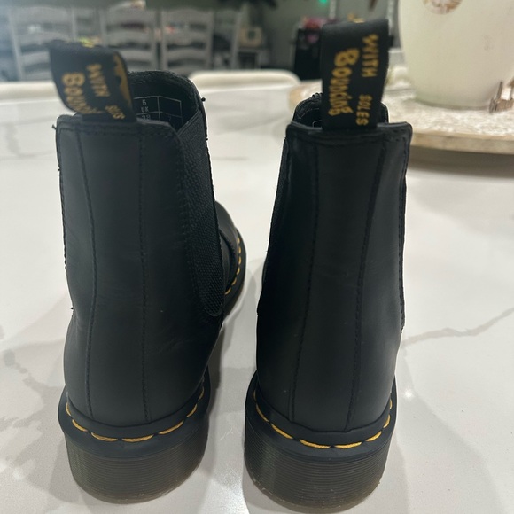 Dr. Martens Black Leather Boots with Yellow Stitching - Picture 3 of 6